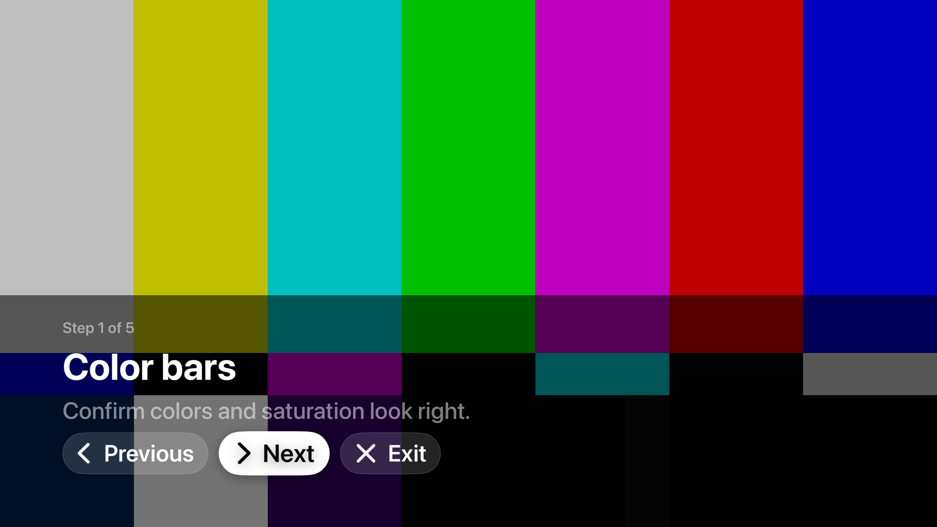 A guided PatternScope TV workflow step with an explanation of what to look for